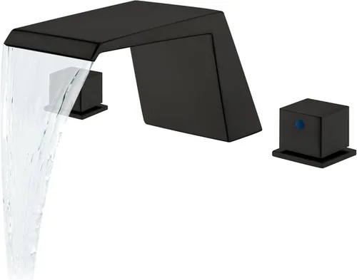 Miniatura 10 de LIWEIKE Grifo romano para bañera, níquel cepillado para bañera con 2 manijas de alto flujo para 3 agujeros