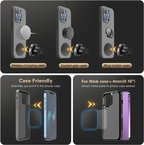 Miniatura 9 de Volport Soporte magnético para teléfono celular con ventilación de aire, universal para salpicadero de vehículo, soporte mágico para teléfono