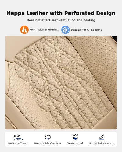 Miniatura 8 de Huidasource Juego completo de fundas de asiento de automóvil, funda de asiento de cuero transpirable para la mayoría de automóviles, SUV