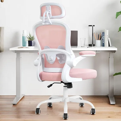 Miniatura 10 de Ergonomic Office Chair,Ultra Thick Office Desk Chair with Adjustable Lumbar Support and Headrest,Spring Cushion,Rocking Function,Flip-up arms,Mesh