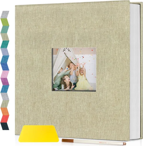 popotop Álbum de fotos autoadhesivo con ventana de visualización de imágenes, kit de suministros de bricolaje para álbum de recortes de 60 páginas