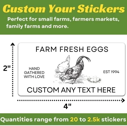 Miniatura 4 de Calcomanías personalizadas para cartón de huevos, etiquetas personalizadas de cartón de huevos frescos de granja, papel kraft de vinilo