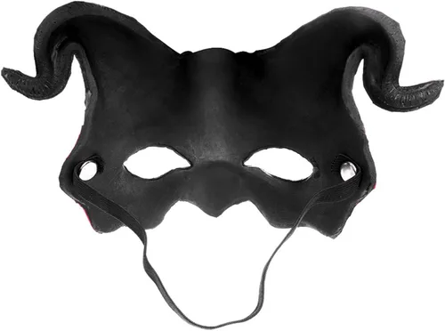 Miniatura 7 de Soochat Máscara de diablo de demonio, máscara de media cara aterradora para cosplay, Halloween, fiesta de disfraces, accesorios de fiesta