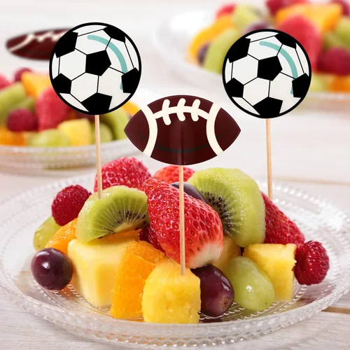 Miniatura 6 de BLUE TOP 48 piezas Toppers de Cupcakes de Pelotas Deportivas de Dos Lados Temática Deportiva Picks de Cupcakes Decoración de Fiesta Fútbol Béisbol