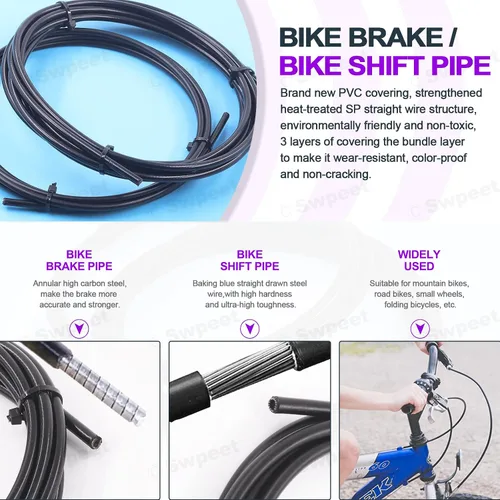 Miniatura 4 de Swpeet Carcasa universal para cable de cambio de bicicleta, 67 unidades, con kit de cortador de cables de bicicleta, tapas de extremo de cable