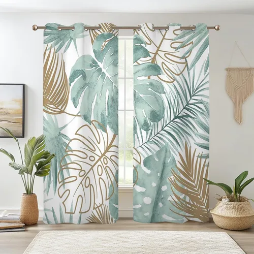 Miniatura 35 de Renaiss Pink Cherry Patels - Cortinas opacas con aislamiento térmico de flores de cerezo japonés, cortinas de ventana de dormitorio con estampado