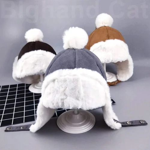 Miniatura 5 de IIG Gorro de invierno con orejeras Ushanka para bebé niño, gorra de soldado unisex para niños, sombrero de cazador