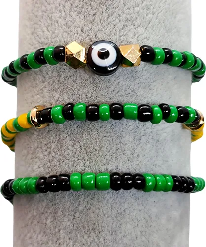 Hecho a mano contra el mal de ojo orishas joyería de protección Ilde elástico elástico ajustable con cuentas unisex amuleto pulsera conjunto
