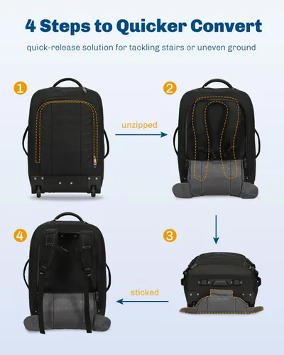 Miniatura 7 de Hynes Eagle Mochila de viaje 2 en 1 de 22 pulgadas, equipaje de mano de 63L, mochila con ruedas para hombres y mujeres con cubos de embalaje, juego