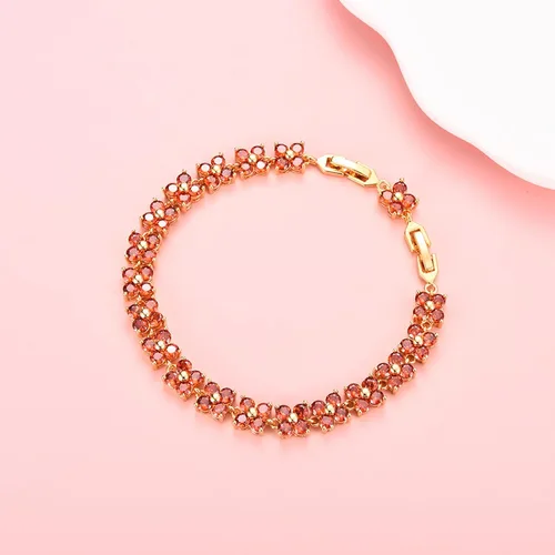 Miniatura 2 de GULICX - Pulsera de tenis con cristales de Swarovski y cristales redondos chapados en oro