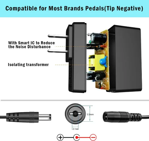 Miniatura 6 de JOYO JF-22 amplificador de pedal de sobremarcha simulador Pedal de distorsión y adaptador de fuente de alimentación de 9 V CC (800mA -1A)
