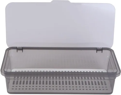Cabilock Caja de almacenamiento de drenaje de palillos con tapa, paquete de 2 unidades de 11.02 x 5.11 x 5.51 pulgadas, contenedor organizador de