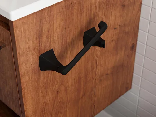 Miniatura 3 de Soporte de papel higiénico Pfister Bruxie, soporte de rollo de papel higiénico para baño, montado en la pared, con tornillos, acabado negro mate
