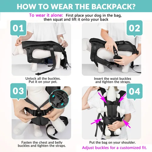 Miniatura 4 de Lukovee Mochila transportadora para perros, con patas hacia afuera, fácil ajuste, transportadora frontal para perros pequeños y medianos
