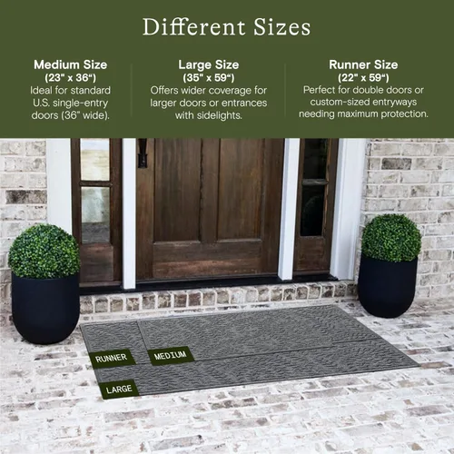 Miniatura 2 de WaterHog Tapete para Puerta Interior/Exterior, 2' x 5', Fabricado en Estados Unidos, Alfombra de Puerta Frontal Duradera y Antideslizante, Gris