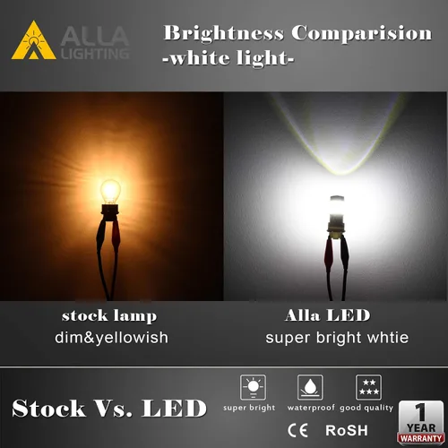 Miniatura 2 de Alla Lighting T25 3157 3156 Freno estroboscópico LED, bombillas de marcha atrás de respaldo, 6000K xenón blanco súper brillante 2835 39-SMD alta