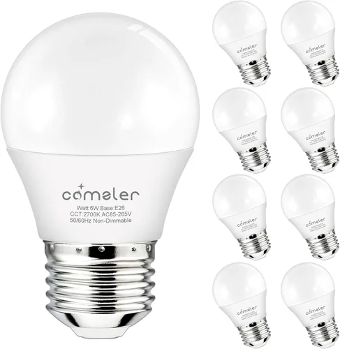 Miniatura 12 de comzler Bombilla pequeña de 6 W, luz blanca cálida de 2700 K, equivalente a 60 vatios, base de tornillo estándar E26 con forma A15/G45 para 2700K