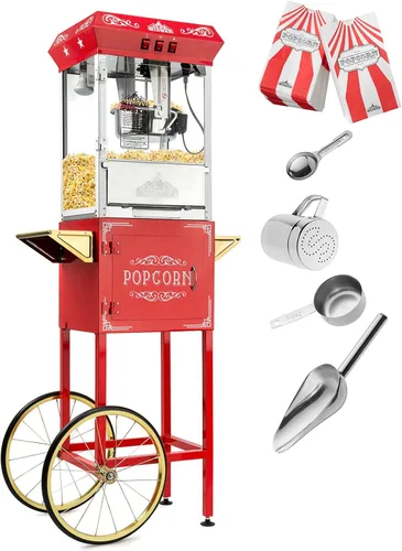 Miniatura 2 de Olde Midway - máquina de hacer palomitas estilo clásico, con hervidor de agua grande de 8 onzas, Rojo