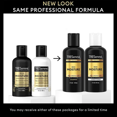 Miniatura 3 de TRESemmé Travel Essentials, Juego de Champú y Acondicionador de Humedad Rica, Desenredante Hidratante para el Cabello con Ácido Hialurónico, 3 Oz c/u