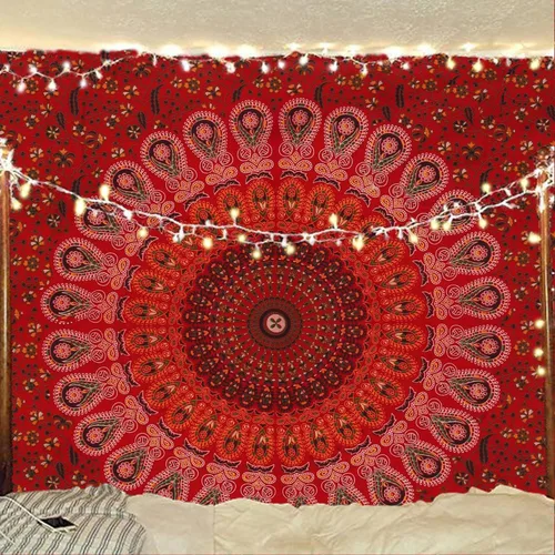 Miniatura 12 de Tapiz hippie indio bohemio psicodélico dorado azul pavo real mandala colgante en la pared (negro blanco, Queen (84 x 90 pulgadas) (84.6 x 90.6 in)