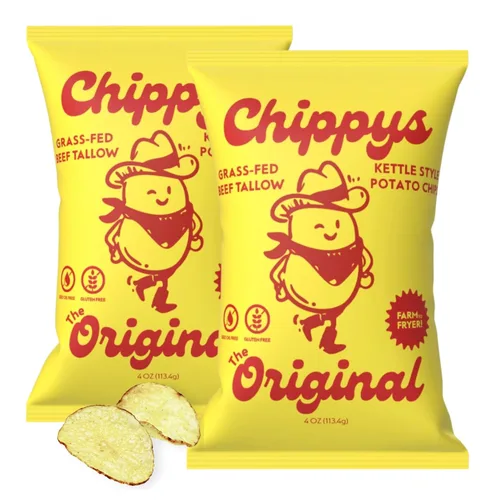 CHIPPYS – Papas Fritas de Sebo de Res Alimentada con Pasto – El Original (Sal Marina) – Cocidas en Caldera, Sin Aceite de Semillas, Aptas para Paleo