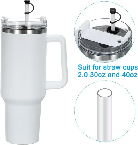Miniatura 6 de PATIKIL Tapón de silicona para popote 1.0 de 40 onzas/30 onzas, juego de 6 accesorios para vasos que incluye 2 tapas para pajilla, 2 tapones