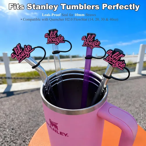 Miniatura 4 de Regalos de elefante blanco, divertidos adornos de paja de A Lil' Bougie compatibles con vasos Stanley de 30 onzas/40 onzas, 4 fundas de popote