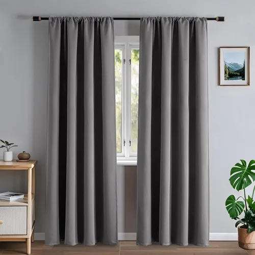 Miniatura 24 de Cortinas 100% opacas de lino sintético, 90 pulgadas de largo, 2 paneles para dormitorio o sala de estar, térmicas y atenuantes, con lengüetas