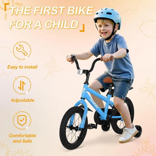 Miniatura 6 de Outroad - Bicicleta infantil para niños y niñas de 3 a 9 años, bicicleta para niños de 14, 16 y 18 pulgadas, con ruedas de entrenamiento, bicicletas
