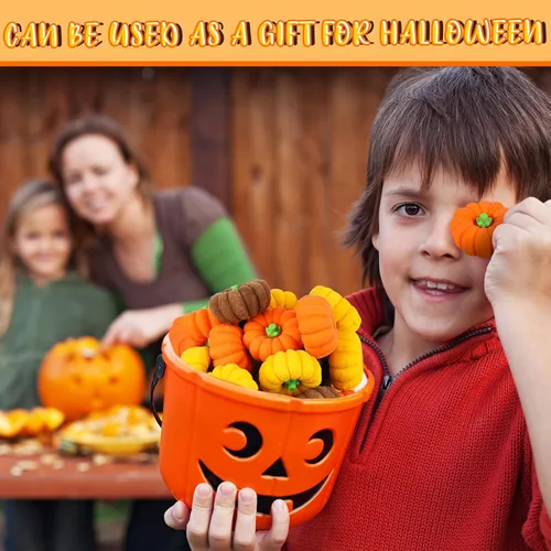 Miniatura 5 de Borradores de calabaza a granel, mini borradores de otoño, novedosos lápices de fiesta, borrador de cemento de goma 3D, Halloween, otoño, Acción