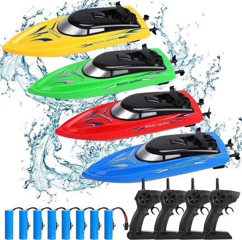 Miniatura 9 de Paquete de 2 barcos a control remoto, barcos de control remoto para niños y adultos, 6.2 mi/H 2.4 G de alta velocidad, barcos RC rápidos para Azul