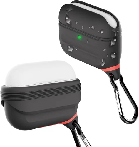 HALLEAST Funda impermeable para AirPods Pro 3, LED frontal visible y compatible con carga inalámbrica, funda protectora de silicona compatible con