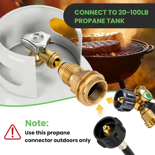 Miniatura 2 de Adaptador de tanque de propano POL a QCC1, convertidor de propano de latón macizo de alta resistencia para tanques LP, ajuste universal