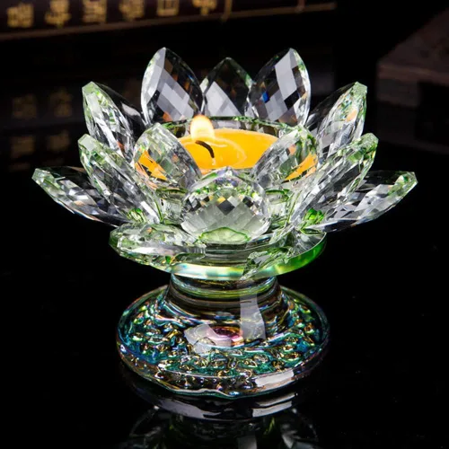 Miniatura 2 de Portavelas de loto de cristal, portavelas de flor de loto, soporte para velas votivas de pétalos de loto con base de cristal, candelabro de loto
