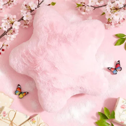 Miniatura 11 de YRXRUS Almohadas de estrella, almohada en forma de estrella negra, regalos de almohada decorativa, bonita decoración de habitación de felpa