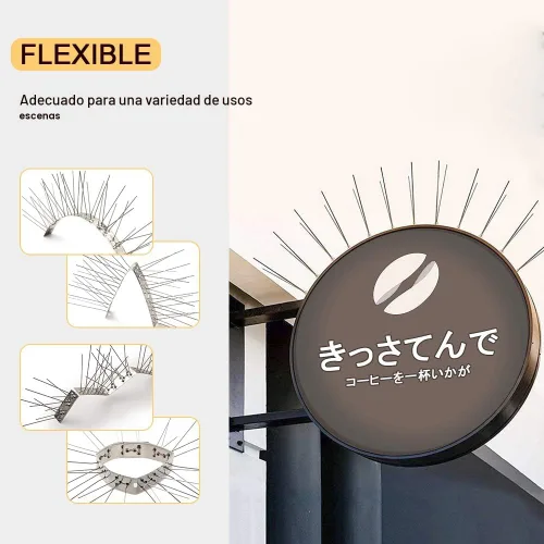 Miniatura 8 de OFFO - Púas para pájaros con base de acero inoxidable, Púas resistentes para aves en forma de flecha, kit de púas para palomas para mantener