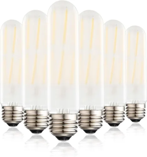 Miniatura 12 de XININSUN Bombillas LED esmeriladas T10, color blanco cálido 2700 K, bombillas LED Edison tubulares regulables de 6 W, equivalente a 60 vatios, 600