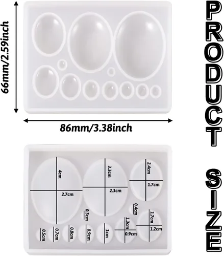Miniatura 2 de Craftdady Molde de silicona con gemas de cabujón de 10 cavidades, molde de fundición de resina ovalada para resina epoxi UV, bricolaje