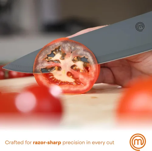 Miniatura 4 de MasterChef Juego de cuchillos de cocina con cubiertas, 6 cuchillos de chef profesionales para cocinas domésticas, hojas de acero inoxidable de corte