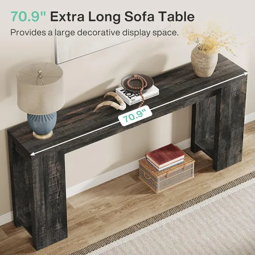 Miniatura 6 de Tribesigns Mesa Consola Extra Larga de 70.9 Pulgadas, Mesa de Sofá de Madera Estilo Granja Detrás del Sofá, Mesa de Acento Estrecha para Entrada