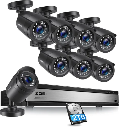 Miniatura 10 de ZOSI Sistema de cámara de seguridad para el hogar 3K 5MP Lite con detección de vehículos humanos AI, H.265+ DVR de vigilancia de 8 canales y 4