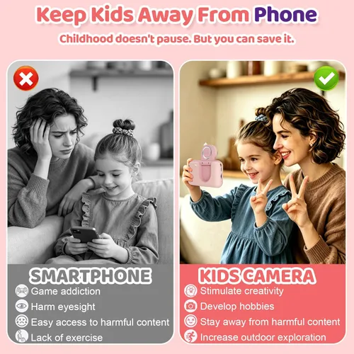 Miniatura 2 de Makolle Cámara de selfie infantil de video digital HD, regalo de cumpleaños de Navidad para niñas de 3 a 9 años, juguete portátil para niños de 3