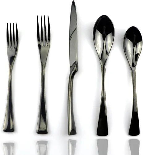 Miniatura 8 de JASHII 18/10 acero inoxidable 4 piezas espejo pulido negro pescado tenedor negro servidor conjunto Tenedor de pescado