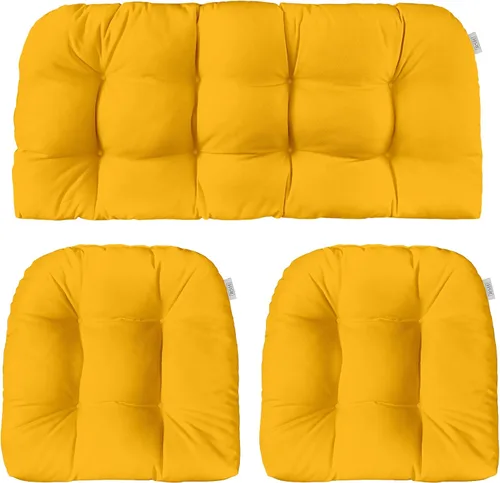 Miniatura 13 de RSH DECOR: Sunbrella - Juego de 3 cojines de mimbre copetudos 41 x 19 pulgadas y 19 x 19 pulgadas Fabricado con tela de rendimiento Sunbrella