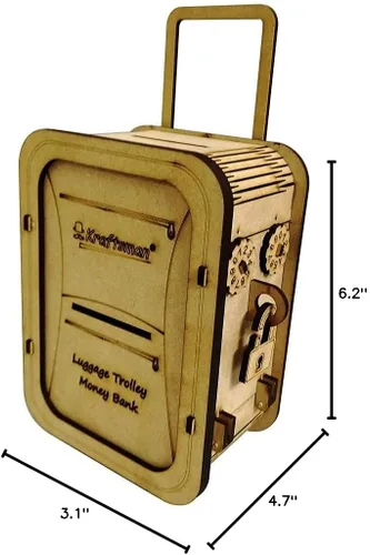 Miniatura 7 de MilesMagic Banco de dinero para niños y adultos, caja de ahorros oculta personalizada para niños y niñas, caja fuerte portátil de madera