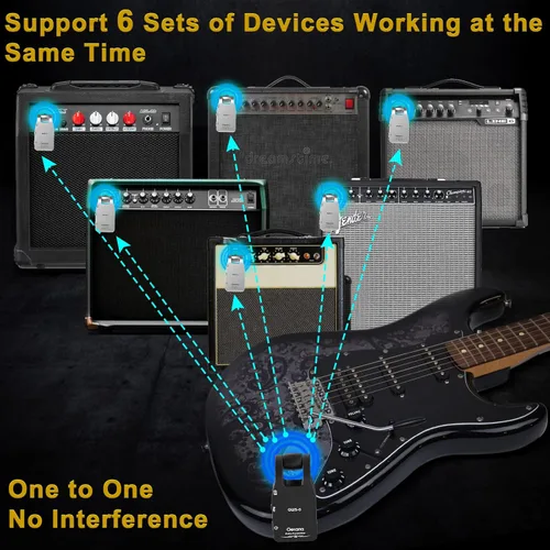 Miniatura 4 de Sistema de guitarra inalámbrica 2.4 GHz transmisor de guitarra inalámbrica Receptor Guitarra eléctrica Batería de litio recargable inalámbrica