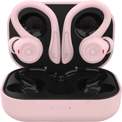 Auriculares inalámbricos rosados sobre la oreja con ganchos para los oídos Auriculares Bluetooth para correr con gancho para la oreja Auriculares