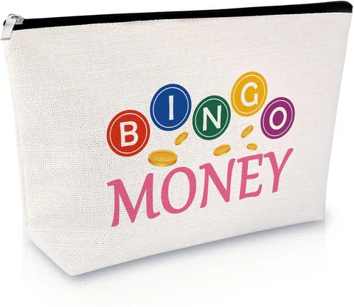 Regalo de bingo para mujeres, bolsa de maquillaje, regalo para amantes de los juegos de bingo, regalo para amigos, regalo divertido para jugadores,