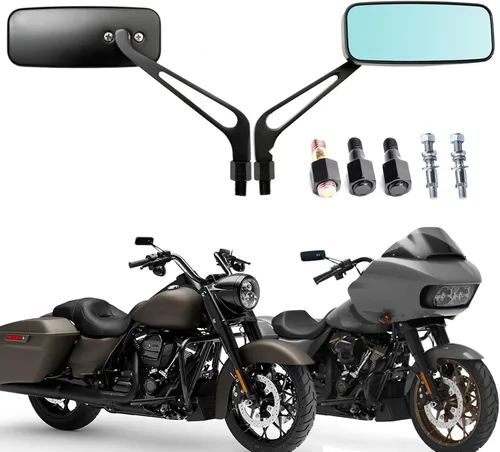 Miniatura 12 de 8 mm 10 mm Espejos retrovisores laterales negros para motocicletas Blade Compatibles con Harley Sportster Custom Iron 883 Road King Street Softail