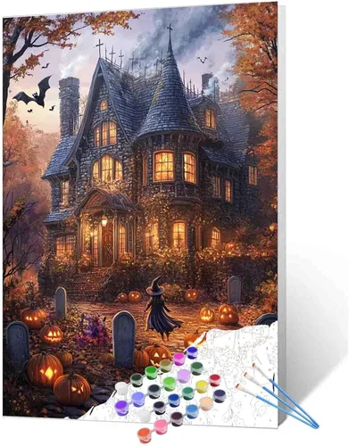 Miniatura 30 de Tucocoo Bumbers - Pintura de paisaje de puerta para adultos, paisaje de lago, pintura por números, pintura acrílica, lienzo junto al lago, plantas